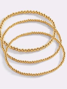 Mint&Lily Set 3 Gold Beaded Stretch Bracelet Set - Women Jewelry Bracelets-NEW